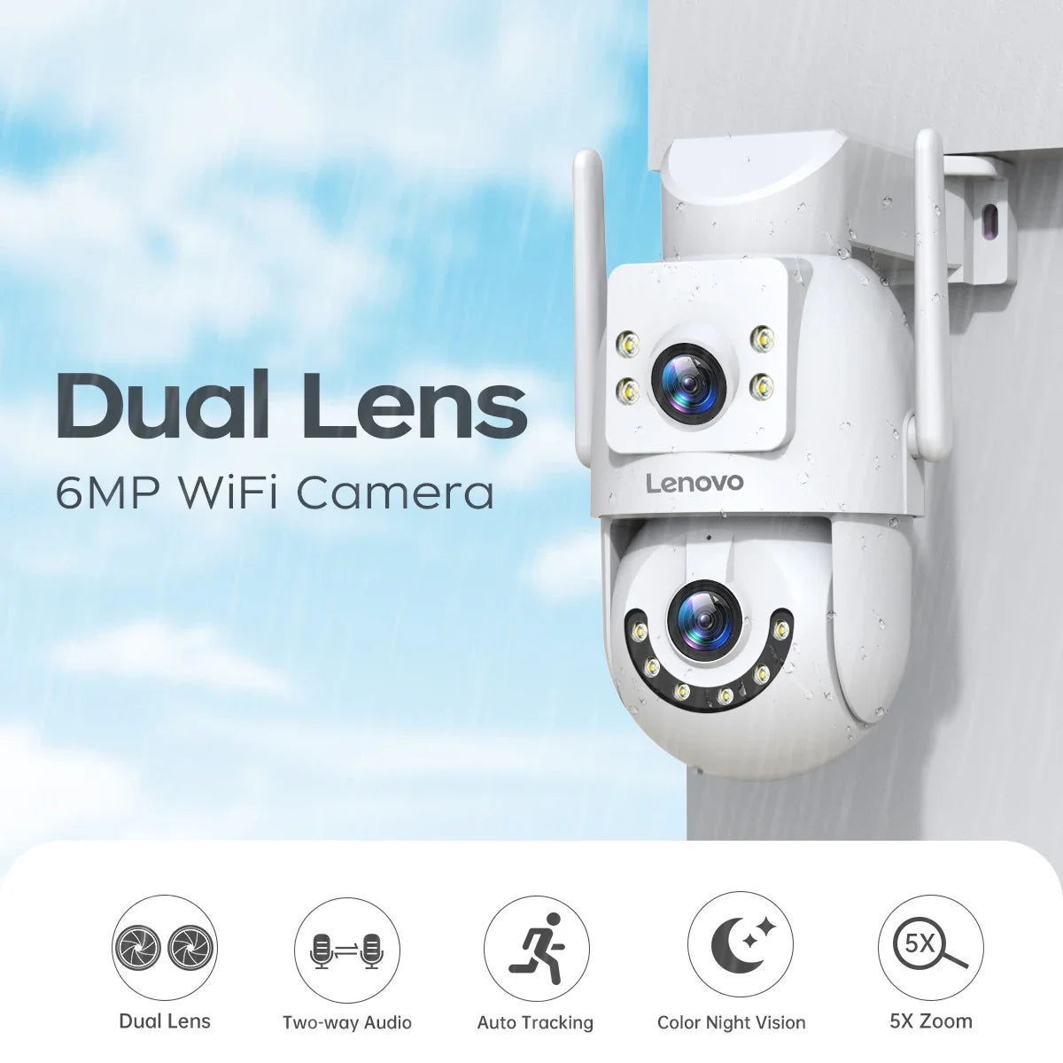 Caméra De Surveillance Extérieure Double Objectif 4K PTZ WiFi