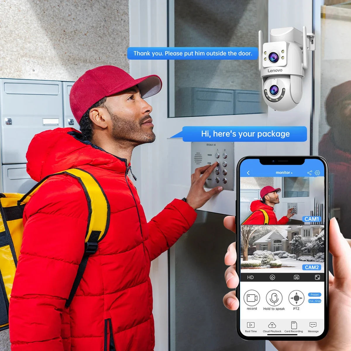 Caméra De Surveillance Extérieure Double Objectif 4K PTZ WiFi